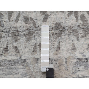 8'x10'1" Whisper White, Nepali Weave with Modern Design, 100% Undyed Natural Wool, Tone on Tone, Hand Knotted, Oriental Rug FWR548532