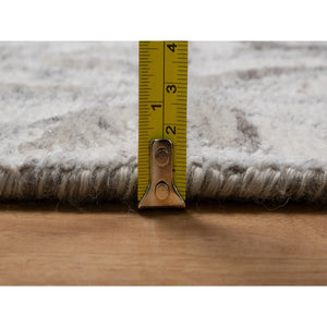 8'x10'1" Whisper White, Nepali Weave with Modern Design, 100% Undyed Natural Wool, Tone on Tone, Hand Knotted, Oriental Rug FWR548532