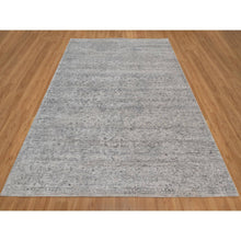 Load image into Gallery viewer, 7&#39;10&quot;x10&#39; Porcelain White with Soft Colors, Nepali Weave, Modern Design, Undyed Natural Wool, Shaved Low, Tone on Tone, Hand Knotted, Oriental Rug FWR548538