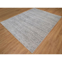 Load image into Gallery viewer, 7&#39;10&quot;x10&#39; Porcelain White with Soft Colors, Nepali Weave, Modern Design, Undyed Natural Wool, Shaved Low, Tone on Tone, Hand Knotted, Oriental Rug FWR548538