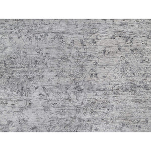 7'10"x10' Porcelain White with Soft Colors, Nepali Weave, Modern Design, Undyed Natural Wool, Shaved Low, Tone on Tone, Hand Knotted, Oriental Rug FWR548538