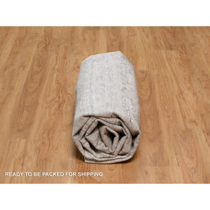 7'10"x10' Porcelain White with Soft Colors, Nepali Weave, Modern Design, Undyed Natural Wool, Shaved Low, Tone on Tone, Hand Knotted, Oriental Rug FWR548538