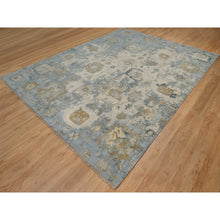 Load image into Gallery viewer, 9&#39;2&quot;x12&#39; Swan White And Blue, Broken Pattern With Oushak Design, 100% Wool, Hand Knotted, Borderless, Oriental Rug FWR548544