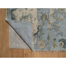 Load image into Gallery viewer, 9&#39;2&quot;x12&#39; Swan White And Blue, Broken Pattern With Oushak Design, 100% Wool, Hand Knotted, Borderless, Oriental Rug FWR548544