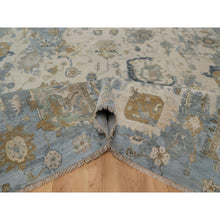 Load image into Gallery viewer, 9&#39;2&quot;x12&#39; Swan White And Blue, Broken Pattern With Oushak Design, 100% Wool, Hand Knotted, Borderless, Oriental Rug FWR548544