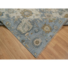 Load image into Gallery viewer, 9&#39;2&quot;x12&#39; Swan White And Blue, Broken Pattern With Oushak Design, 100% Wool, Hand Knotted, Borderless, Oriental Rug FWR548544