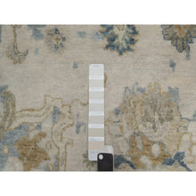 Load image into Gallery viewer, 9&#39;2&quot;x12&#39; Swan White And Blue, Broken Pattern With Oushak Design, 100% Wool, Hand Knotted, Borderless, Oriental Rug FWR548544
