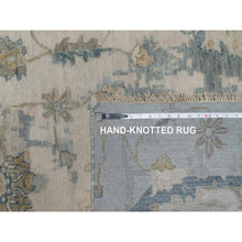 Load image into Gallery viewer, 9&#39;2&quot;x12&#39; Swan White And Blue, Broken Pattern With Oushak Design, 100% Wool, Hand Knotted, Borderless, Oriental Rug FWR548544