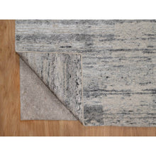 Load image into Gallery viewer, 8&#39;x10&#39;2&quot; Gray-Ivory, Modern Design, Hand Knotted, Undyed Natural Wool, Thick and Plush, Oriental Rug FWR548562