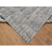 Load image into Gallery viewer, 8&#39;x10&#39;2&quot; Gray-Ivory, Modern Design, Hand Knotted, Undyed Natural Wool, Thick and Plush, Oriental Rug FWR548562