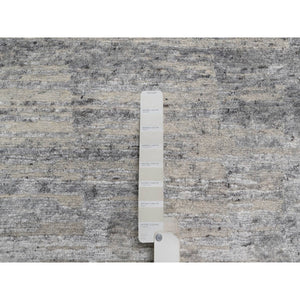 8'x10'2" Gray-Ivory, Modern Design, Hand Knotted, Undyed Natural Wool, Thick and Plush, Oriental Rug FWR548562