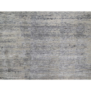 8'x10'2" Gray-Ivory, Modern Design, Hand Knotted, Undyed Natural Wool, Thick and Plush, Oriental Rug FWR548562
