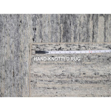 Load image into Gallery viewer, 8&#39;x10&#39;2&quot; Gray-Ivory, Modern Design, Hand Knotted, Undyed Natural Wool, Thick and Plush, Oriental Rug FWR548562