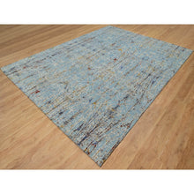 Load image into Gallery viewer, 9&#39;1&quot;x12&#39; Cloud Blue, Modern with Bamboo Cane Design, Wool and Silk, Soft Pile, Hand Knotted, Oriental Rug FWR548568