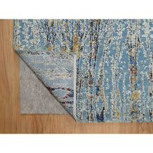 Load image into Gallery viewer, 9&#39;1&quot;x12&#39; Cloud Blue, Modern with Bamboo Cane Design, Wool and Silk, Soft Pile, Hand Knotted, Oriental Rug FWR548568