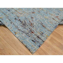 Load image into Gallery viewer, 9&#39;1&quot;x12&#39; Cloud Blue, Modern with Bamboo Cane Design, Wool and Silk, Soft Pile, Hand Knotted, Oriental Rug FWR548568