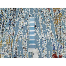 Load image into Gallery viewer, 9&#39;1&quot;x12&#39; Cloud Blue, Modern with Bamboo Cane Design, Wool and Silk, Soft Pile, Hand Knotted, Oriental Rug FWR548568