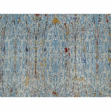 Load image into Gallery viewer, 9&#39;1&quot;x12&#39; Cloud Blue, Modern with Bamboo Cane Design, Wool and Silk, Soft Pile, Hand Knotted, Oriental Rug FWR548568