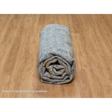 Load image into Gallery viewer, 9&#39;1&quot;x12&#39; Cloud Blue, Modern with Bamboo Cane Design, Wool and Silk, Soft Pile, Hand Knotted, Oriental Rug FWR548568