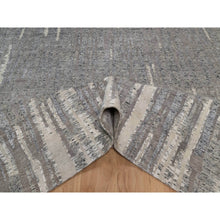Load image into Gallery viewer, 8&#39;1&quot;x10&#39;2&quot; Dove Gray, Nepali Weave with Line Design, Natural Undyed Textured Wool, Hand Knotted, Oriental Rug FWR548574