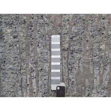 Load image into Gallery viewer, 8&#39;1&quot;x10&#39;2&quot; Dove Gray, Nepali Weave with Line Design, Natural Undyed Textured Wool, Hand Knotted, Oriental Rug FWR548574