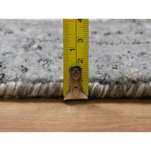 Load image into Gallery viewer, 8&#39;1&quot;x10&#39;2&quot; Dove Gray, Nepali Weave with Line Design, Natural Undyed Textured Wool, Hand Knotted, Oriental Rug FWR548574