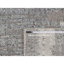 Load image into Gallery viewer, 8&#39;1&quot;x10&#39;2&quot; Dove Gray, Nepali Weave with Line Design, Natural Undyed Textured Wool, Hand Knotted, Oriental Rug FWR548574