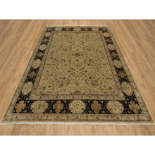 Load image into Gallery viewer, 8&#39;x10&#39; Sand Brown, Kashan Design, 300 Kpsi, Hand Spun New Zealand Wool With Silk, Soft Pile, Hand Knotted, Oriental Rug FWR548586