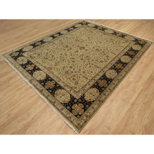 Load image into Gallery viewer, 8&#39;x10&#39; Sand Brown, Kashan Design, 300 Kpsi, Hand Spun New Zealand Wool With Silk, Soft Pile, Hand Knotted, Oriental Rug FWR548586