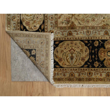 Load image into Gallery viewer, 8&#39;x10&#39; Sand Brown, Kashan Design, 300 Kpsi, Hand Spun New Zealand Wool With Silk, Soft Pile, Hand Knotted, Oriental Rug FWR548586