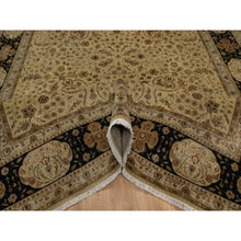 Load image into Gallery viewer, 8&#39;x10&#39; Sand Brown, Kashan Design, 300 Kpsi, Hand Spun New Zealand Wool With Silk, Soft Pile, Hand Knotted, Oriental Rug FWR548586