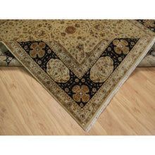 Load image into Gallery viewer, 8&#39;x10&#39; Sand Brown, Kashan Design, 300 Kpsi, Hand Spun New Zealand Wool With Silk, Soft Pile, Hand Knotted, Oriental Rug FWR548586