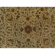 Load image into Gallery viewer, 8&#39;x10&#39; Sand Brown, Kashan Design, 300 Kpsi, Hand Spun New Zealand Wool With Silk, Soft Pile, Hand Knotted, Oriental Rug FWR548586
