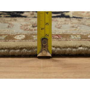 8'x10' Sand Brown, Kashan Design, 300 KPSI, Hand Spun New Zealand Wool with Silk, Soft Pile, Hand Knotted, Oriental Rug FWR548586