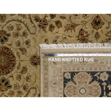 Load image into Gallery viewer, 8&#39;x10&#39; Sand Brown, Kashan Design, 300 Kpsi, Hand Spun New Zealand Wool With Silk, Soft Pile, Hand Knotted, Oriental Rug FWR548586