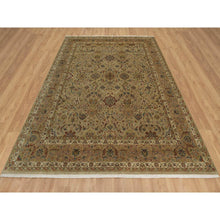 Load image into Gallery viewer, 8&#39;x10&#39; Ecru Brown, Kashan Design, 300 KPSI, Hand Spun New Zealand Wool, Hand Knotted, Denser Weave, Oriental Rug FWR548592