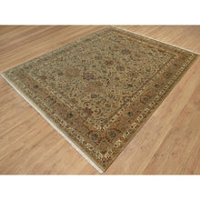 Load image into Gallery viewer, 8&#39;x10&#39; Ecru Brown, Kashan Design, 300 KPSI, Hand Spun New Zealand Wool, Hand Knotted, Denser Weave, Oriental Rug FWR548592