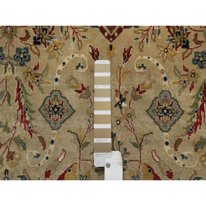 8'x10' Ecru Brown, Kashan Design, 300 KPSI, Hand Spun New Zealand Wool, Hand Knotted, Denser Weave, Oriental Rug FWR548592