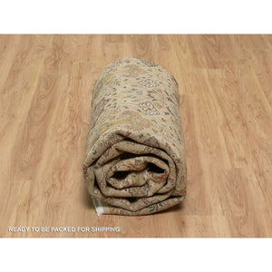 8'x10' Ecru Brown, Kashan Design, 300 KPSI, Hand Spun New Zealand Wool, Hand Knotted, Denser Weave, Oriental Rug FWR548592