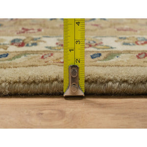 8'x10' Ecru Brown, Kashan Design, 300 KPSI, Hand Spun New Zealand Wool, Hand Knotted, Denser Weave, Oriental Rug FWR548592