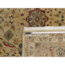 Load image into Gallery viewer, 8&#39;x10&#39; Ecru Brown, Kashan Design, 300 KPSI, Hand Spun New Zealand Wool, Hand Knotted, Denser Weave, Oriental Rug FWR548592
