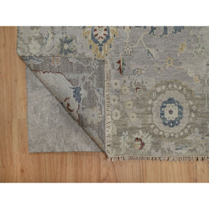 6'1"x9' Agate Gray, Oushak With Broken Pattern, Borderless, 100% Wool, Hand Knotted, Densely Woven, Oriental Rug FWR548598