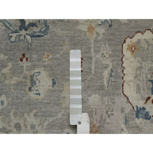 6'1"x9' Agate Gray, Oushak With Broken Pattern, Borderless, 100% Wool, Hand Knotted, Densely Woven, Oriental Rug FWR548598