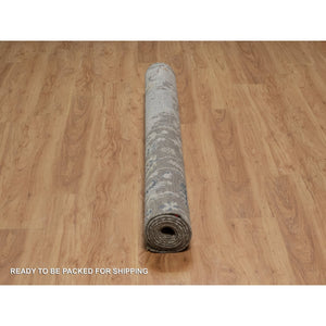 6'1"x9' Agate Gray, Oushak With Broken Pattern, Borderless, 100% Wool, Hand Knotted, Densely Woven, Oriental Rug FWR548598