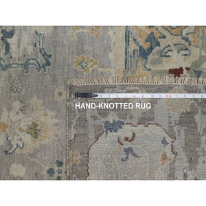 6'1"x9' Agate Gray, Oushak With Broken Pattern, Borderless, 100% Wool, Hand Knotted, Densely Woven, Oriental Rug FWR548598