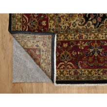Load image into Gallery viewer, 8&#39;x9&#39;10&quot; Jet Black, Hand Knotted, Intricate Kashan Revival, Hand Spun New Zealand Wool, 300 KPSI, Oriental Rug FWR548604