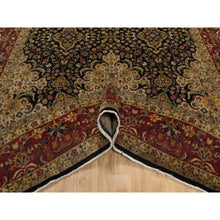 Load image into Gallery viewer, 8&#39;x9&#39;10&quot; Jet Black, Hand Knotted, Intricate Kashan Revival, Hand Spun New Zealand Wool, 300 KPSI, Oriental Rug FWR548604