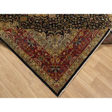 Load image into Gallery viewer, 8&#39;x9&#39;10&quot; Jet Black, Hand Knotted, Intricate Kashan Revival, Hand Spun New Zealand Wool, 300 KPSI, Oriental Rug FWR548604