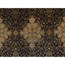 Load image into Gallery viewer, 8&#39;x9&#39;10&quot; Jet Black, Hand Knotted, Intricate Kashan Revival, Hand Spun New Zealand Wool, 300 KPSI, Oriental Rug FWR548604