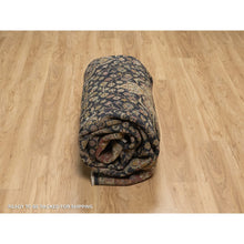 Load image into Gallery viewer, 8&#39;x9&#39;10&quot; Jet Black, Hand Knotted, Intricate Kashan Revival, Hand Spun New Zealand Wool, 300 KPSI, Oriental Rug FWR548604